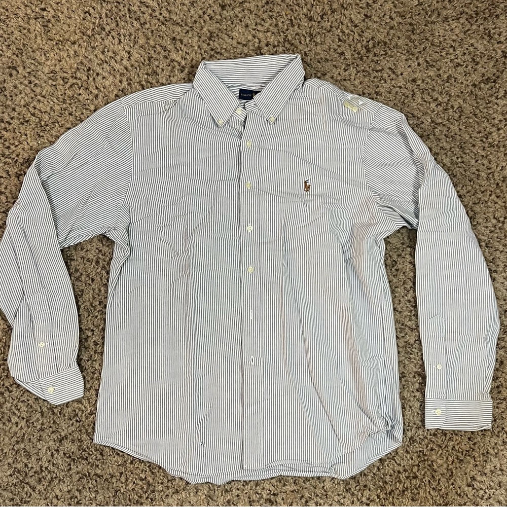 Ralph Lauren Men’s White & Gray Striped Dress Shirt